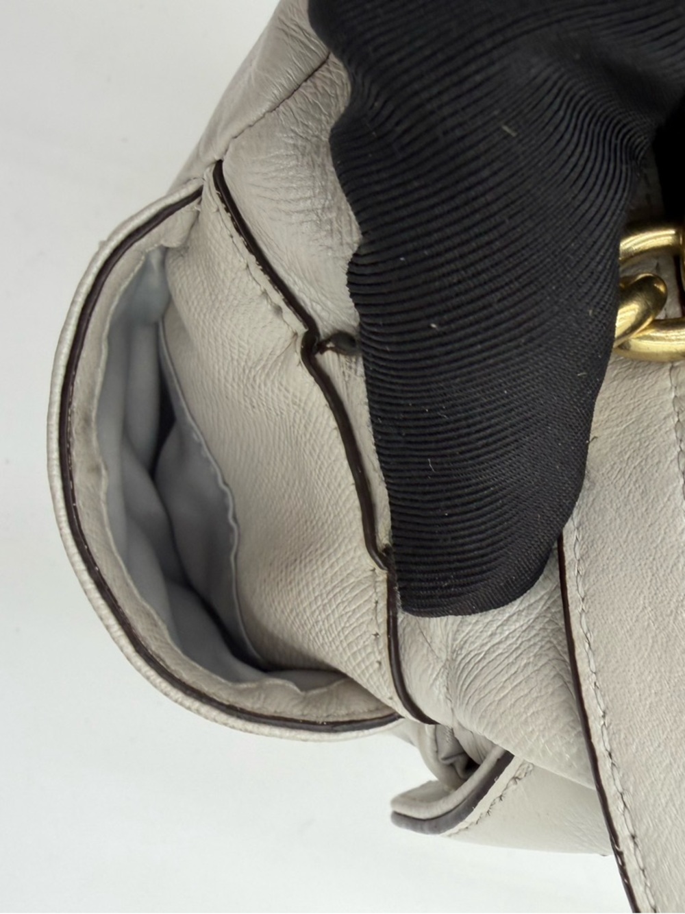 Coach Campbell Turnlock Leather Crossbody Bag F24843 in a Metallic Chalk Color - Picture 7 of 15